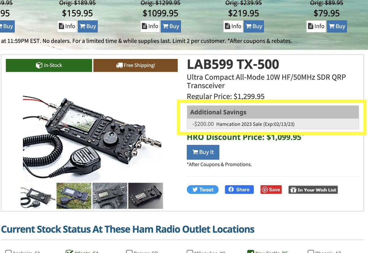 Picked up the TX-500! I've been eyeing this radio for awhile. My IC705 will thank me for ending the abuse. $200 off at HRO for Hamcation... #Hamcation #hamradio #pota #lab599 @HamRadioOutlet