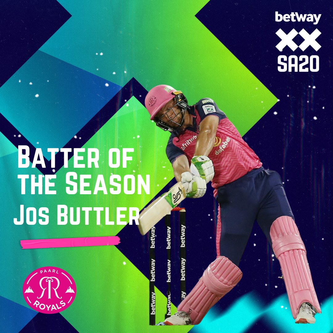 Congratulations to Paarl Royals, Jos Buttler, the #Betwat #SA20 Batter of the Season. @Betway_india