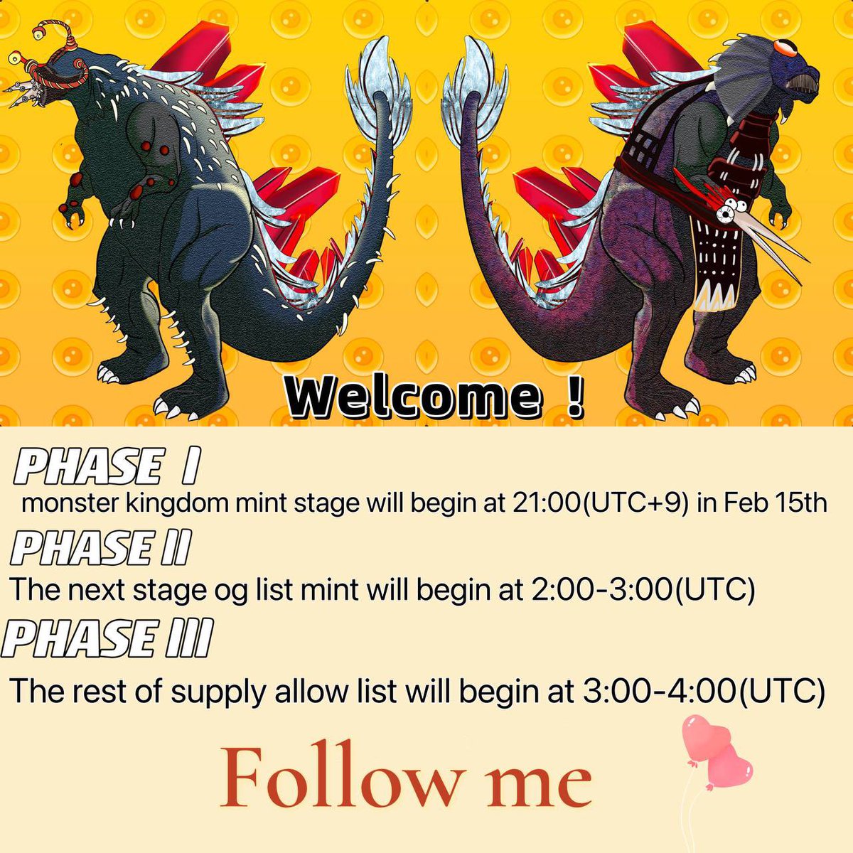 Monster__NFT's tweet photo. 🦖 please follow me 🦖
 
RT+Follow and @  yourtwofriends 🌈

Drop your wallet 📝

Win our NFT white list event 💯

Monster Kingdom Official Twitter: @monsterkingdom9

Our official website: https://t.co/oGWrDtO6sM 🦖
#NFT #NFTs  #Web3 #ETH #mint https://t.co/WWemkH81SZ