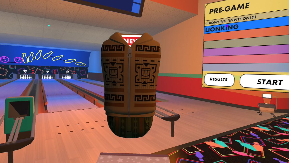 MrMariofan12's tweet photo. At last, it's mine, the dude sweater! @recroom #recroom #recroompics #recroomvr #recnet #bowling https://t.co/5uQ3Svrwn9