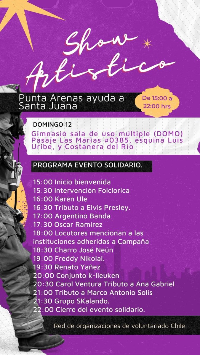 ginniasa's tweet photo. Atentos #puq #PuntaArenas #EventoSolidario
🙌 HOY!! imperdible cierre de campaña: Punta Arenas ayuda a Santa Juana con show artirtisticos desde las 15:00 a 22:00 hrs
#Finalmodeloforestal
#cuidemoselbosquenativo
#elpuebloayudaalpueblo
#paremoslosincendios https://t.co/I8HzywspCX