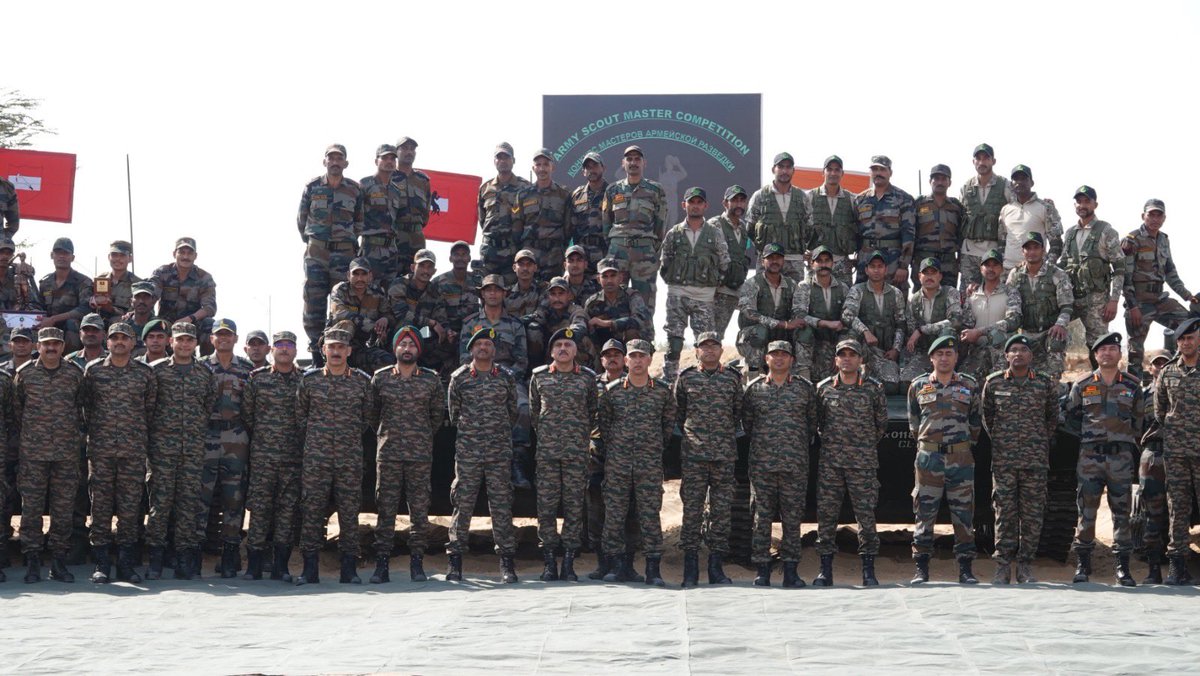 The gruelling test of grit & endurance of Mechanised Warriors in dunes of #Jaisalmer culminated as #IndianArmy #ScoutMastersCompetition concluded with scintillating performance by one & all. Selected personnel will now be trained to participate in International event
#DesertCorps