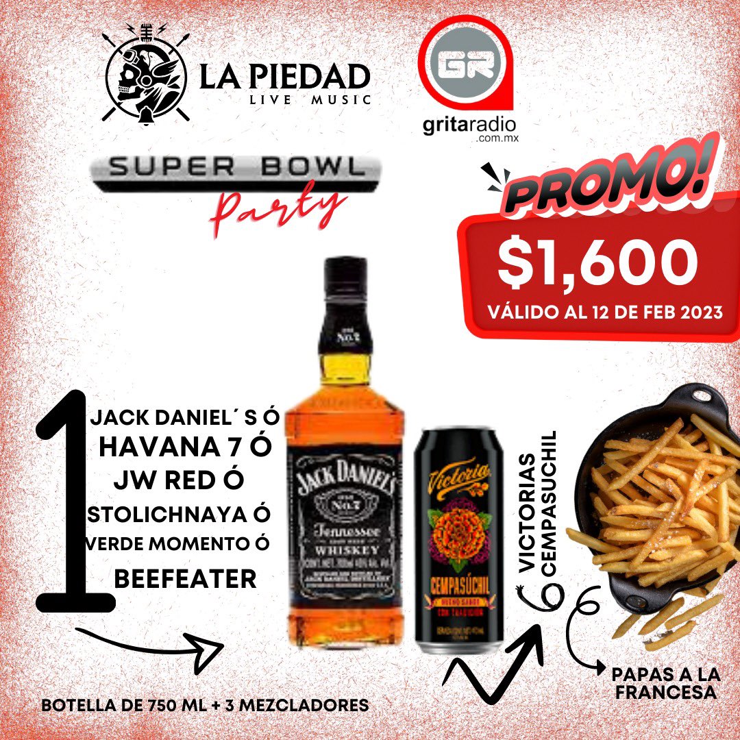 mxrock_'s tweet photo. Vive la emoción del #SuperBowl en 
 #LaPiedadLiveMusic
Las mejores Promos,Ambiente rocker
Pantalla Gigante
¡NO COVER!
Insurgentes sur 585 Col Nápoles
Reserva
55 1951 0743 (sólo por Whastapp) 
menciona que vas de #MXROCK muestra esta publicación al mesero 
Obtén 5% de descuento https://t.co/cVlp3VVeqP
