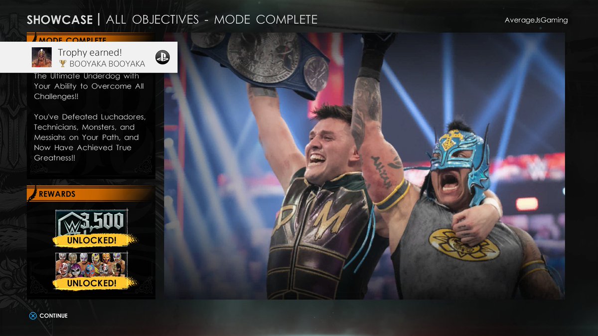 JsAverage's tweet photo. WWE 2K22
BOOYAKA BOOYAKA (Gold)
Complete All Objectives in All Matches in Showcase Mode. #PS4share https://t.co/PqbDwlRp7E