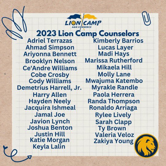 Congratulations to the new 2023 Lion Camp Counselors! 
We are so excited for Lion Camp in the summer! 
#LionCamp23 #LionCampCounselors #BluePride #GoldPride #Summer