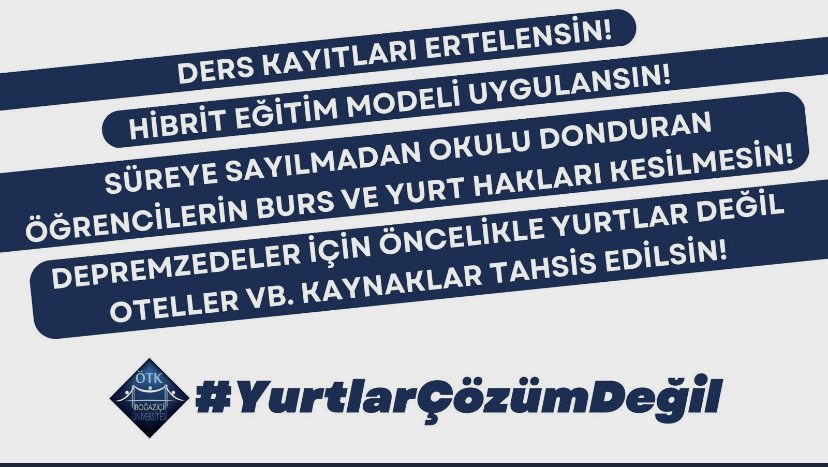 ufffefeee's tweet photo. Depremzedelerin KYK yurtlarına yerleştirileceği ve online eğitime geçileceği açıklandı. Oteller ve binlerce boş ev dururken sermayeye dokunmamak için eğitimden ve öğrencilerin hayatından ödün vererek yeni bir mağduriyetle çözüm arayanlara sesleniyoruz
#YurtlarÇözümDeğil #uzaktan https://t.co/BiCUibAL2M