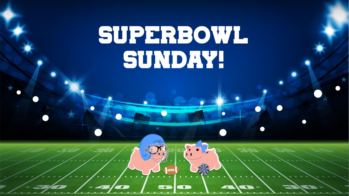 SmartyPig's tweet photo. Happy Super Bowl Sunday! 🏈 Who do you think is coming out on top? Heart for the Cheifs and comment for the Eagles #SuperBowl #kcchiefs #eaglesnation #eaglesvchiefs #SmartyPig https://t.co/v1L7YD5oqp