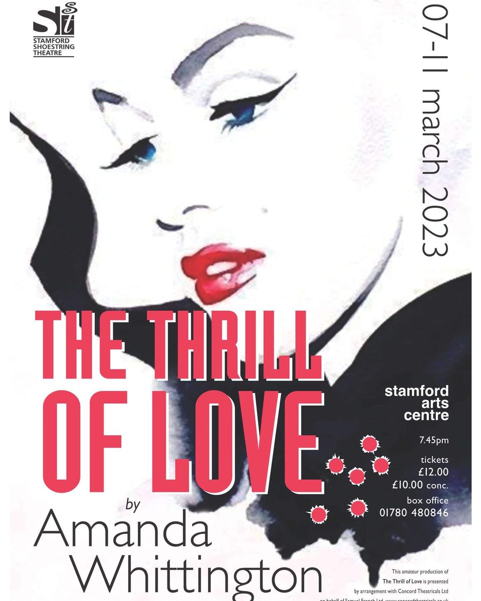uppingham_co's tweet image. 7-11th March at the Stamford Arts Centre,  The Thrill of Love by Amanda Whittington. 
Tickets £12 -£10 conc.
01780 480 846 
#supportlocaltheatre #stamforduk #stamfordartscentre 
@DramaGroups @artsonthemoveco @theatrenetwork_ @BBCRadioLincs