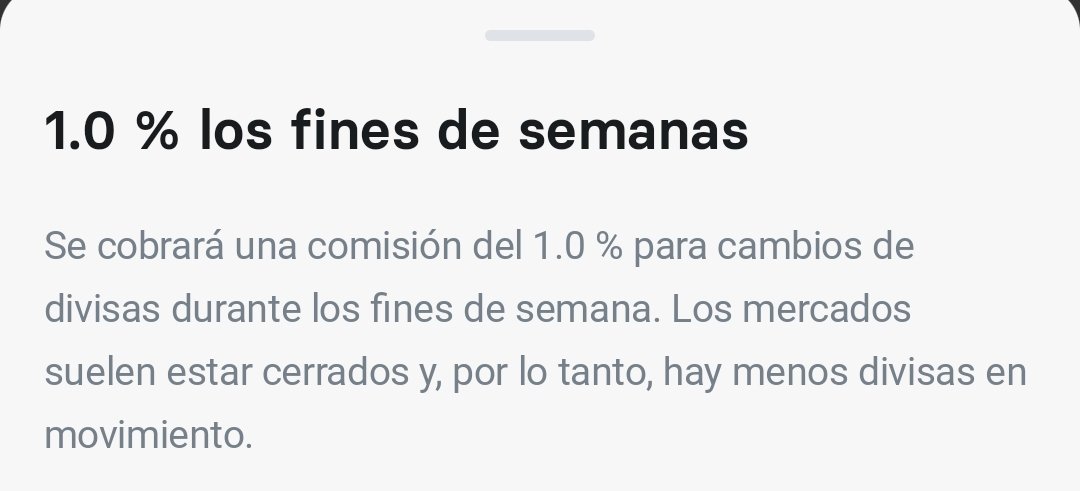 parrizosa's tweet photo. @mola_viajar Los fines de semana te aplican un 1% de comisión en pagos en otra moneda. Ver imagen adjunta, sacada de la app. https://t.co/IAa7cxWpuo