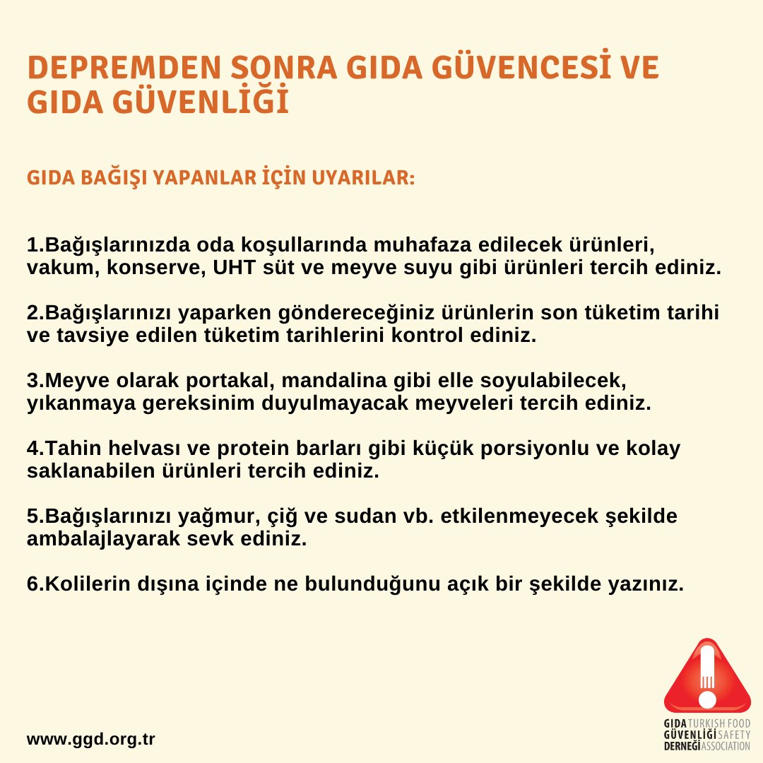 gidaguvenligiTR's tweet photo. Büyük bir afet ile karşı karşıyayız, acımız çok büyük. Diğer taraftan önümüzdeki günlerde olası başka önemli bir sorun salgınla da baş etmemiz gerekebilir. https://t.co/rULAYZsZwe