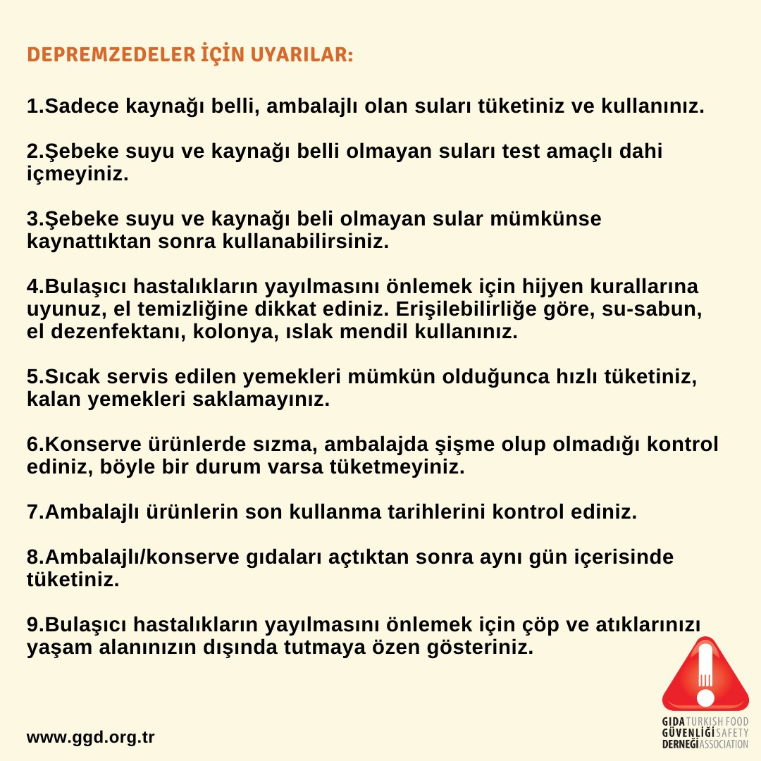 Büyük bir afet ile karşı karşıyayız, acımız çok büyük. Diğer taraftan önümüzdeki günlerde olası başka önemli bir sorun salgınla da baş etmemiz gerekebilir.