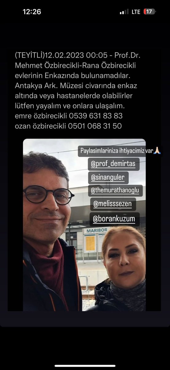 tugcegursel_'s tweet photo. Canım hocam #mehmetözbirecikli ve eşi #ranaözbirecikli ye hala ulaşamıyoruz!Lütfen yardım edin!#atillaerenapartmanı @haluklevent @OguzhanUgur @ProfDemirtas @DepremDairesi @DepremDairesi @BabalaTv @AFADBaskanlik @ahbap @HatayBSB #hatayantakya #antakya #hataydeprem https://t.co/quZ1pgJ6wH
