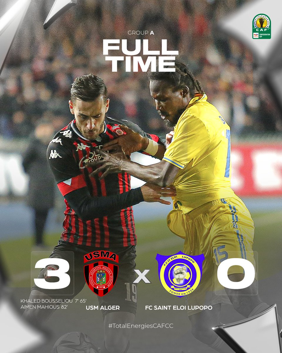 StanysBujakera's tweet photo. C'est terminé au stade du 05 juillet d'Alger où les Cheminots s'inclinent face à l'USM Alger.[3-0] https://t.co/AYrQMdfrU5