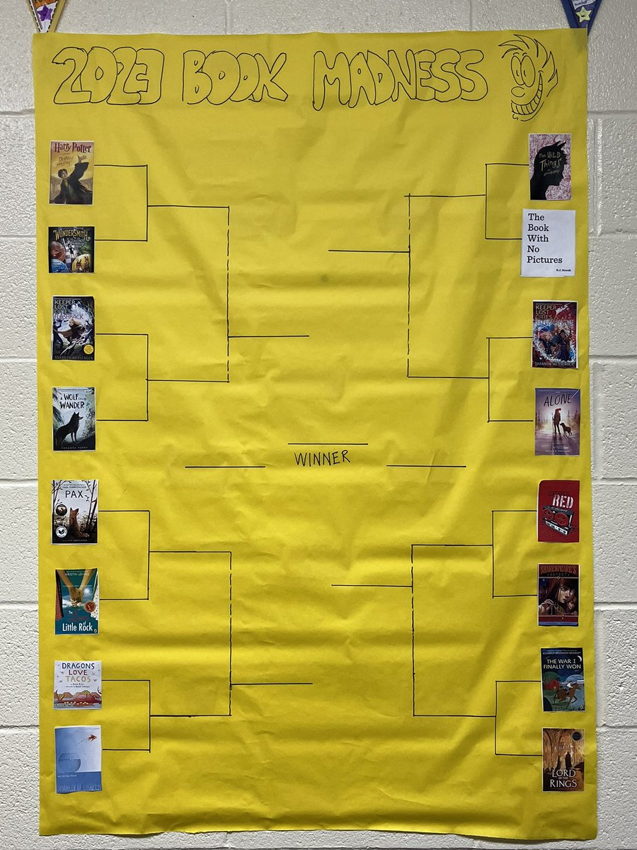 ElmwoodKreiling's tweet photo. #BookMadness2023 for #5PI - first round of voting begins tomorrow! Who’s ready for round 2? #lovemystudents #elmwoodeagles @sharonmdraper @rubingo @sarapennypacker @KristinSLevine @RosanneParry @SW_Messenger @meganefreeman @L_M_Elliott @kimbbbradley https://t.co/uHq6TN5dug