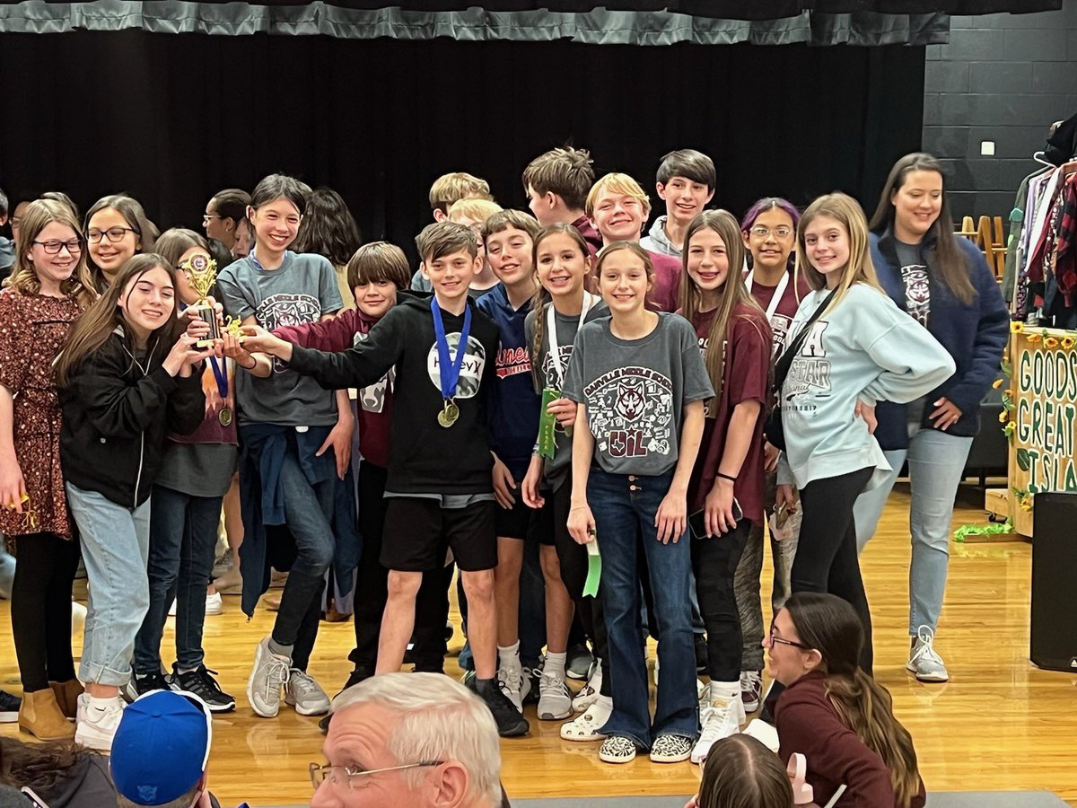 KoneckiNiki's tweet photo. CONGRATULATIONS to the 6th Grade Academic UIL Team for their 2nd Place in District victory in their very first UIL competition!  W2G, Wolves!! @PackPrincipal https://t.co/FZ8booZXJF
