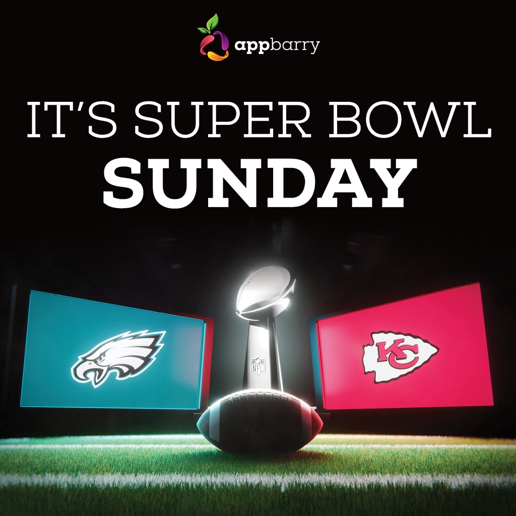 AppBarry's tweet photo. Today is #SuperBowlSunday! Whether you're in it for the game, snacks, commercials, half time show, or friends, there's something for everyone today! 🏈🥨📺️🎶
•••
#appbarry #makeitappen #atlanta #supportlocal #applocal #february #football #SuperBowlLVII #SuperBowl https://t.co/MxROU0Mjoo
