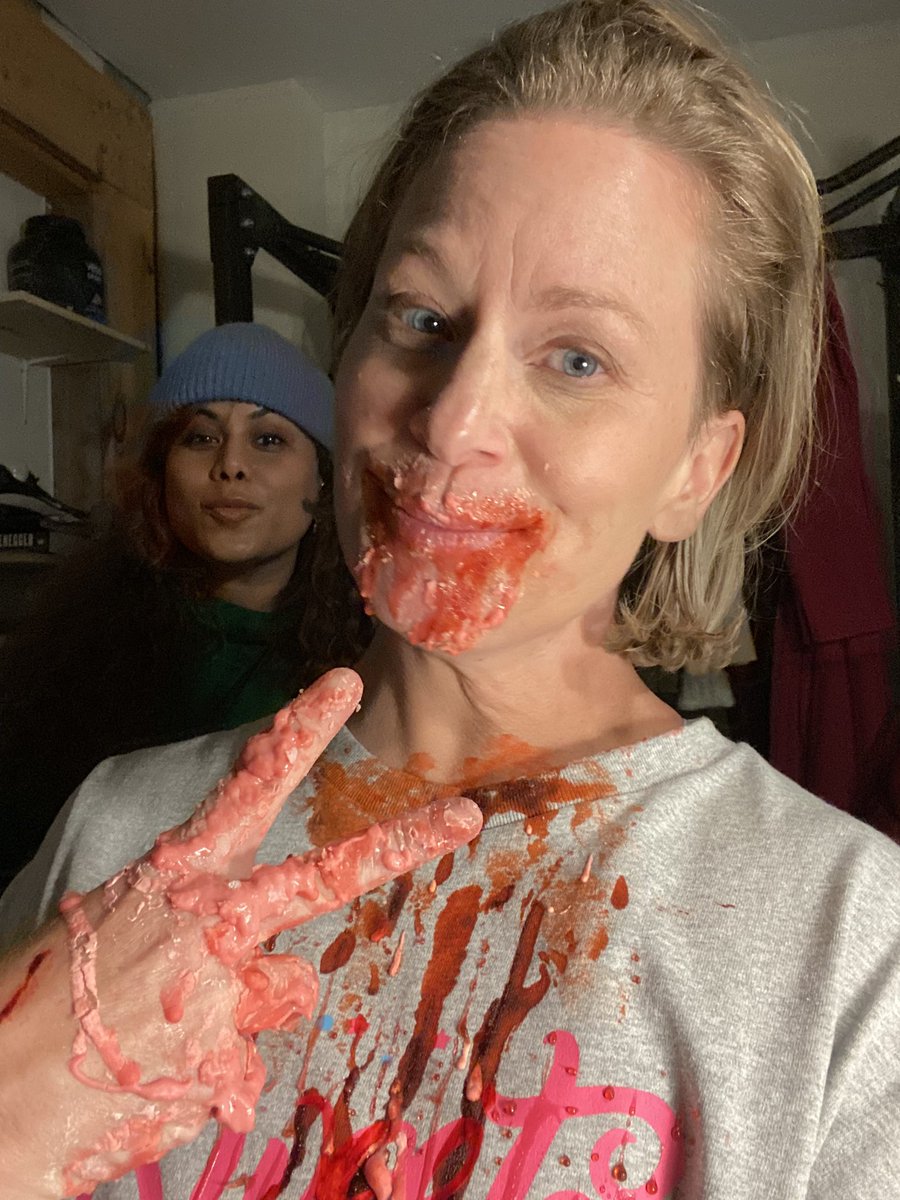 Bubble gum and blood: the new nuts and gum … my producer Reeth here approves lol #torontoactors #drip #horrorshorts #indiefilmmaking