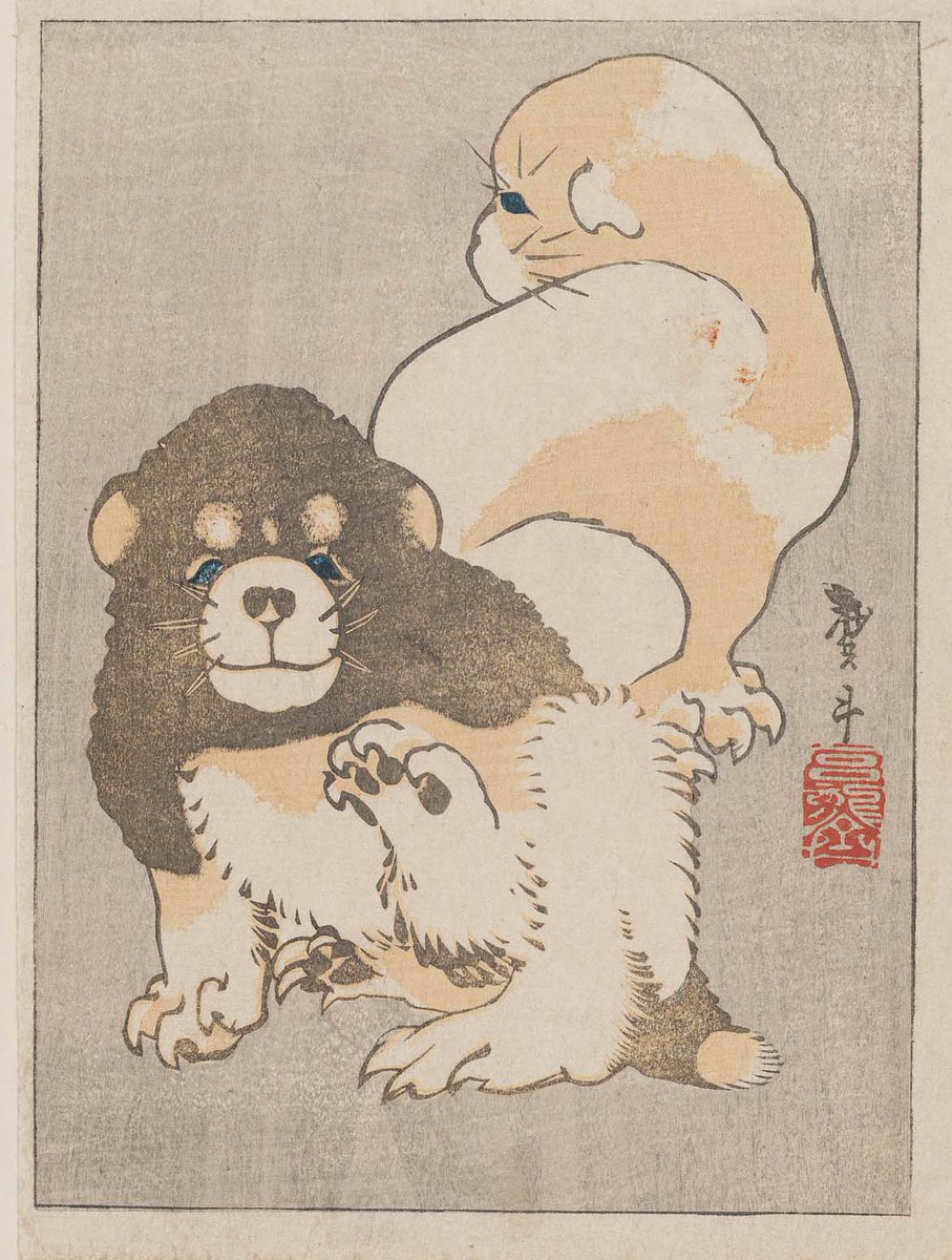 As Patriots fans, the only bowl we're concerned with today is the #PuppyBowl! Meet our starting lineup 😏

🐶: Katsushika Taito II, "Puppies" (Japanese Edo period), woodblock print (nishiki-e); ink and color on paper