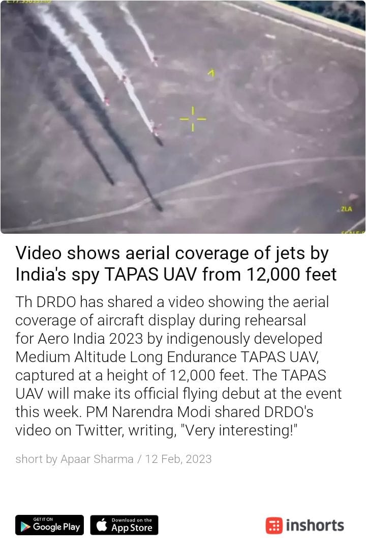 TAPAS!!  'The powerful, Precise and Dependable eye in the sky'. UAV developed by DRDO will have an eye-catching debut in AEROINDIA 23'. 🇮🇳 MERA DESH BADAL GAYA HAI. 🇮🇳#DRDOUpdates #PMOIndia #AeroIndia2023 #PMModi