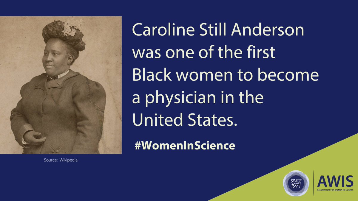 Association for Women in Science (@awisnational) on Twitter photo Caroline Still Wiley was an American physician, educator, and activist. She graduated from <a href="/oberlincollege/">Oberlin College</a> in 1868 at 19. In 1878 she received her medical degree from the Woman’s Medical College of Pennsylvania in Philadelphia. #ThisIsWhatADoctorLooksLike #BlackHistoryMonth Caroline Still Wiley was an American physician, educator, and activist. She graduated from <a href="/oberlincollege/">Oberlin College</a> in 1868 at 19. In 1878 she received her medical degree from the Woman’s Medical College of Pennsylvania in Philadelphia. #ThisIsWhatADoctorLooksLike #BlackHistoryMonth