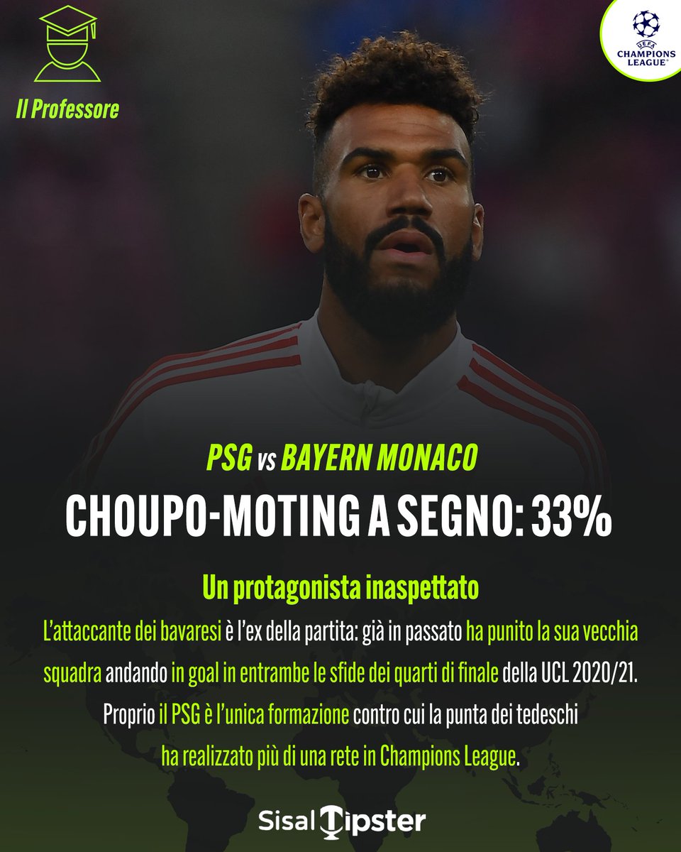 In un match pieno di stelle, l'arma letale potrebbe essere Choupo-Moting, il grande ex 👀

🗓️ 14/02 ⏰ 21:00

#sisaltipster #tquality #ilprofessore #psg #bayernmonaco #choupomoting #psgbayern #ottavi #championsleague