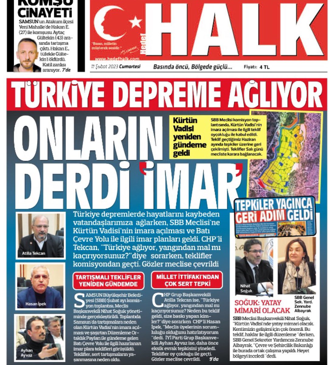 İnsan olarak yarın Samsun’un birinci gündemi elbette depremin yaralarını sarmaktır. 
Ancak ‘bu kente özel’ ikinci gündemimiz de bu hassas süreçte bile rant düşünen <a href="/samsunbsb/">Samsun Büyükşehir Belediyesi</a>’nin betoncu zihniyetine karşı mücadele vermektir. 

1)Depremzedeye desteğe devam👏👏
2)Rantçılara dur ⛔️