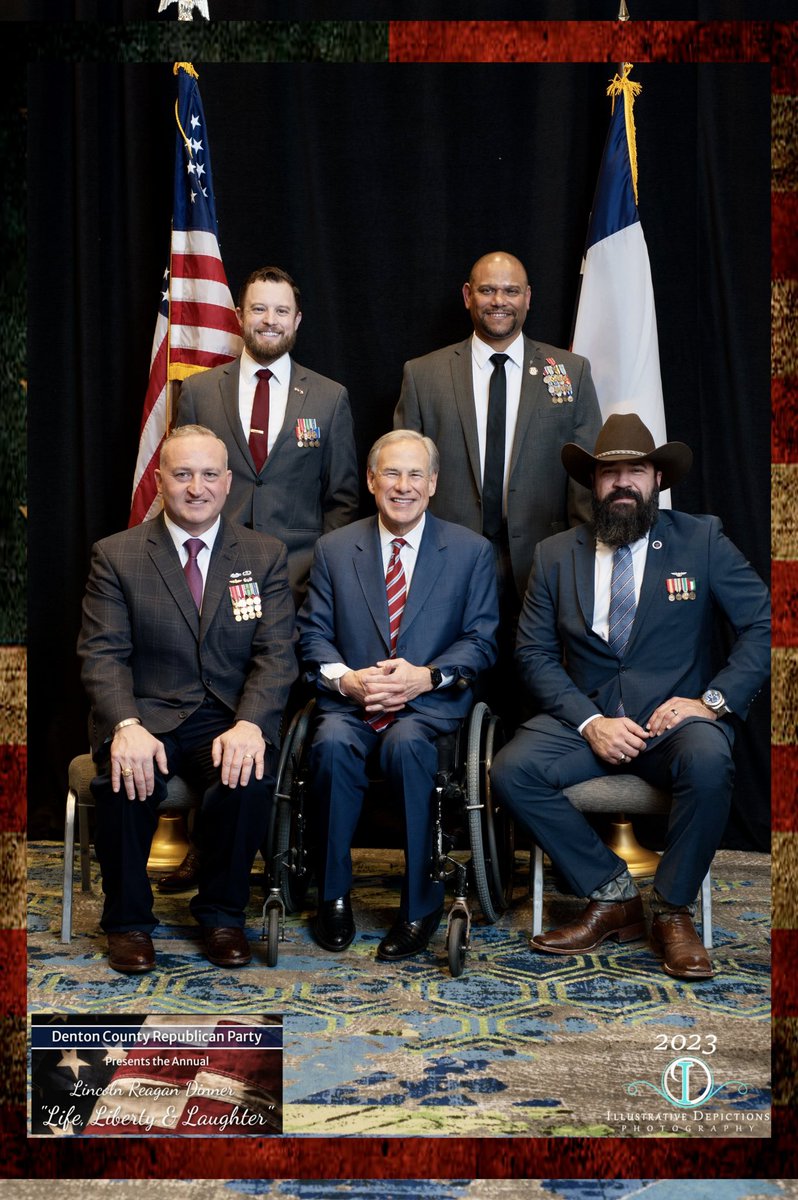 DavidSealsTX's tweet photo. A big thank you to Rob Altman for inviting a group of veterans to meet with some people who influence public policies and programs that impact the lives of our community’s veterans at the Denton County GOP’s Lincoln-Reagan dinner last night. 🇺🇸
#StillServing #USA #Texas #Veterans https://t.co/ImGEetDr4w