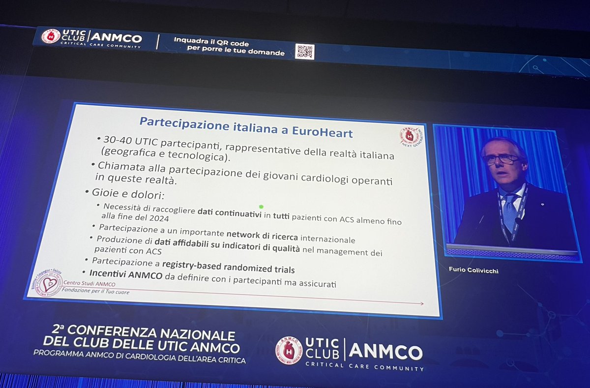<a href="/escardio/">European Society of Cardiology</a> EuroHeart Project presentato dal Presidente #ANMCO Prof.Colivicchi: un invito alla #NextGeneration impegnata nelle #UTIC 🇮🇹 a collaborare nella raccolta dei dati…per costruire insieme ad #ANMCO un progetto di ricerca inclusivo coordinato dal centro studi <a href="/maggioni5/">Aldo Pietro Maggioni</a>