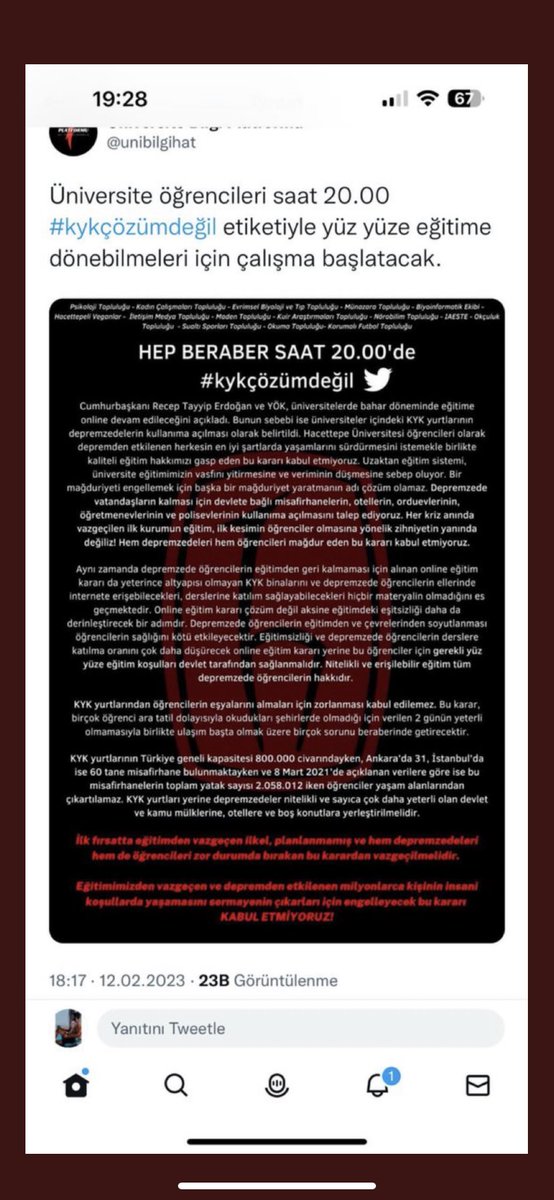 Üniversiteleri kapatmak çözüm değil #okullaracilsin #uzaktan #kykcözümdeğil