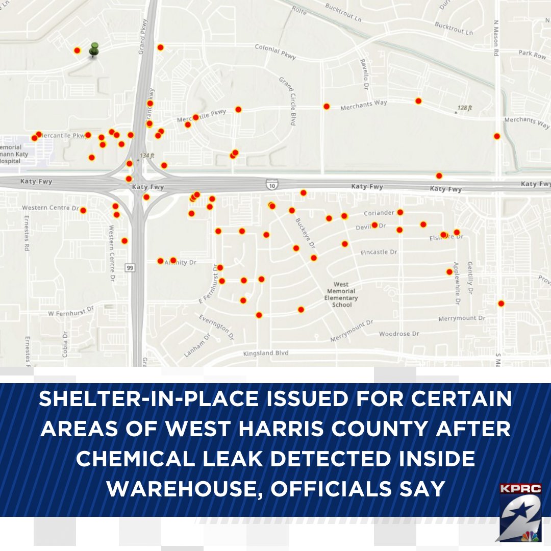 SHELTER-IN-PLACE: If you or your loved ones live in or around the area on the map, stay indoors! Officials are working to stop a chemical leak inside a 99 Cent Distribution Center near Katy.

READ: click2houston.com/news/local/202…

WHAT IS ANHYDROUS AMMONIA? click2houston.com/news/local/202…