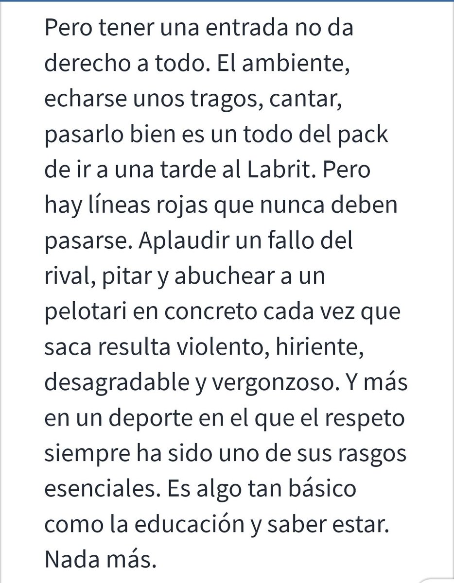 Fernando Goñi Erice (@fgoni) on Twitter photo Chapeau <a href="/luisgui2/">luis guinea</a> .
Ya va siendo hora de decirlo alto y claro.
#pelotavasca #euskalpilota Chapeau <a href="/luisgui2/">luis guinea</a> .
Ya va siendo hora de decirlo alto y claro.
#pelotavasca #euskalpilota