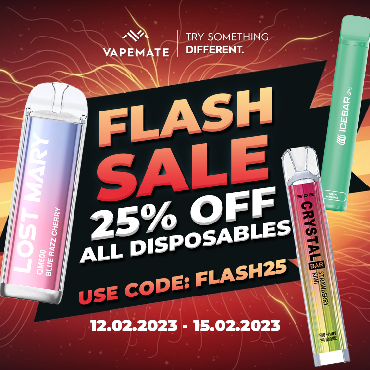 FLASH SALE! Get 25% off all disposables 🤩 pulse.ly/nk0v9pliyo

Use the code FLASH25 at checkout 🤑

Offer ends 15/2/23

VapeMate products may contain nicotine, only suitable for 18+
━━━━━━━━━━━━━━━━
#vapefam #vapesale #elfbar #lostmary #valentinesday