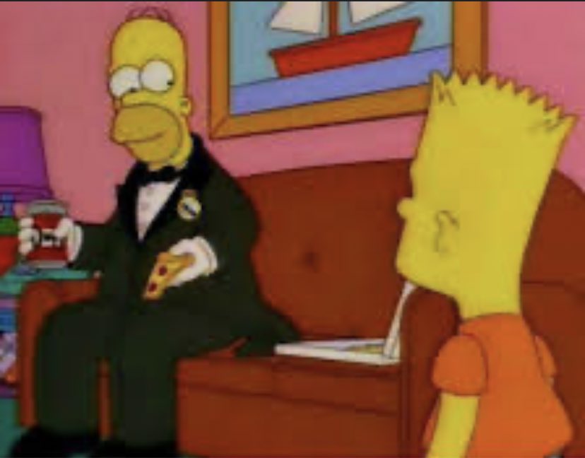 yainivitti's tweet photo. Porque tan elegante Homero? 
Hoy es el super bowl de rihanna muchacho https://t.co/Wuf0Xfgr2W