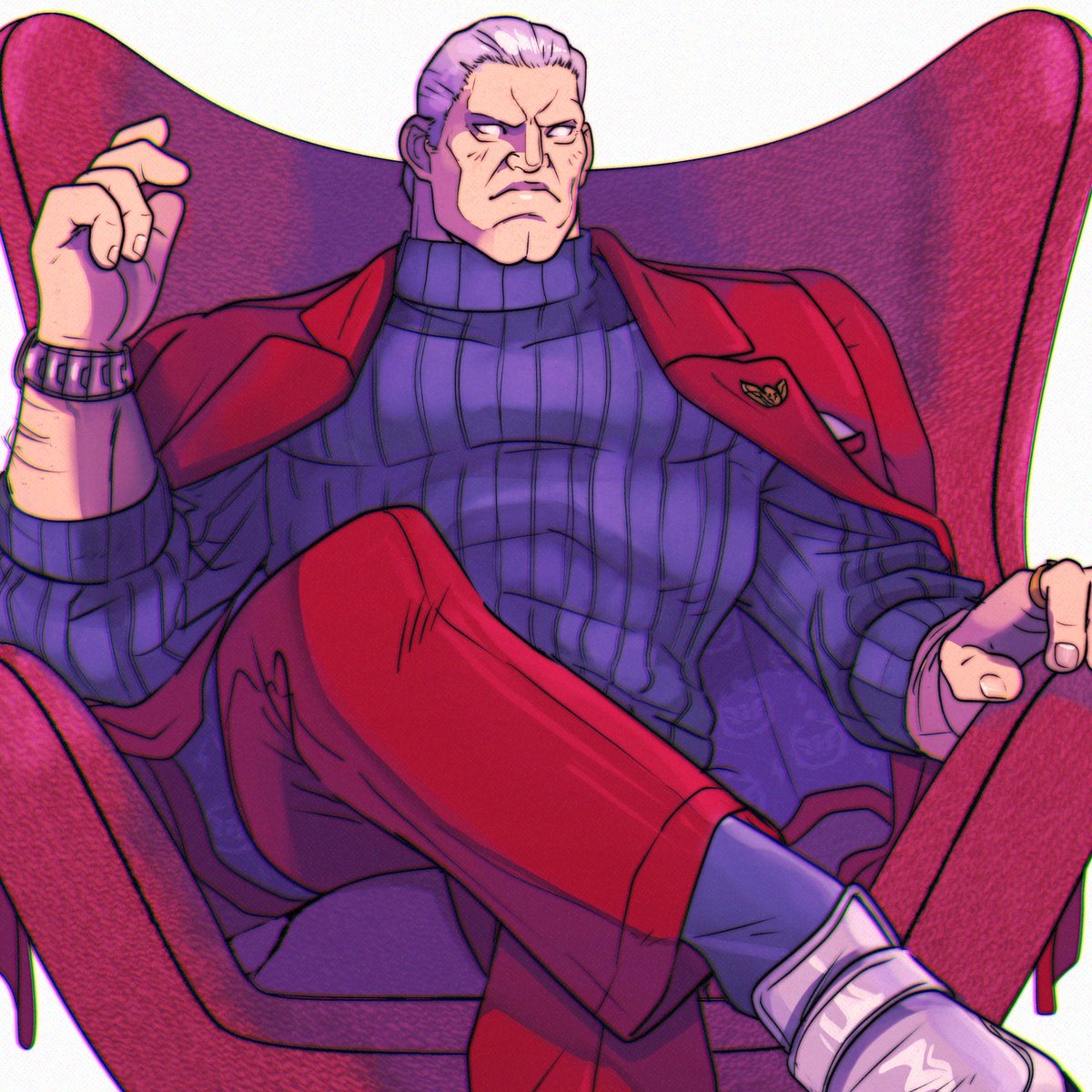 'The Chairman' 

I love design from the 60's and had to draw Bison in Arne Jacobsen 's Egg Chair 🪑❤️

- Artwork be me ⚡️

#Bison #ベガ #Vega #MBison #dictator #StreetFighter  #ストリートファイター #EggChair #ArneJacobsen