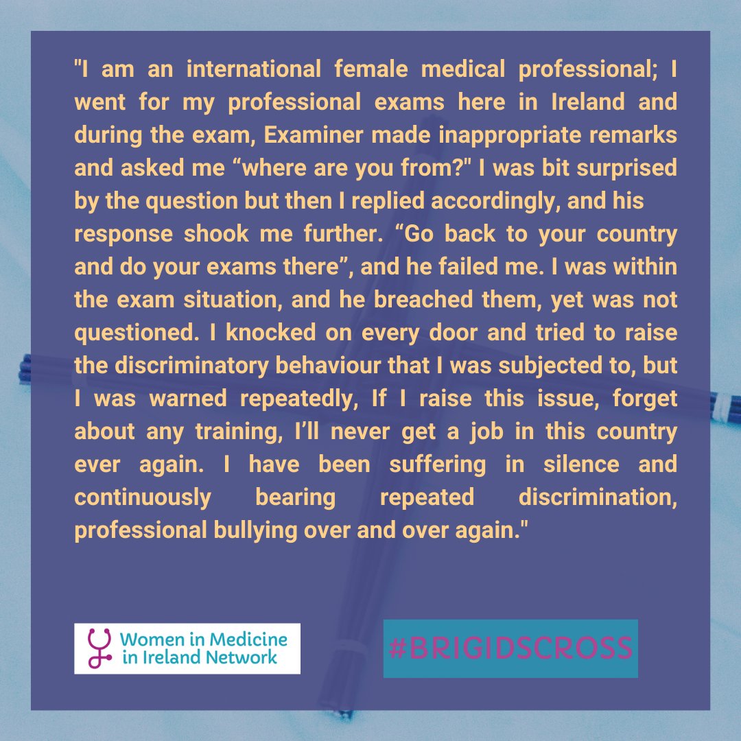 WiMIN (@womenmedireland) on Twitter photo Day 12: #BrigidsCross because of the cumulative way in which the effects of multiple forms of discrimination intersect. This means female doctors in Ireland who come from somewhere else, or from ethnic minority backgrounds, face even greater challenges. Day 12: #BrigidsCross because of the cumulative way in which the effects of multiple forms of discrimination intersect. This means female doctors in Ireland who come from somewhere else, or from ethnic minority backgrounds, face even greater challenges.