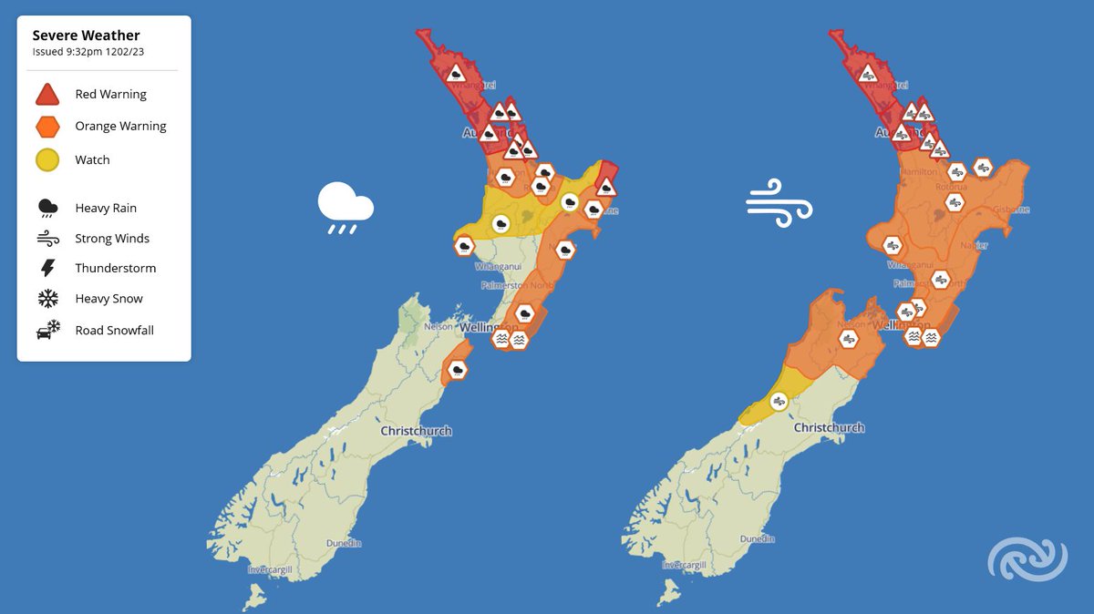 MetService on Twitter "🔴🟠🟡 Current Warnings and Watches 🟡🟠🔴 There's