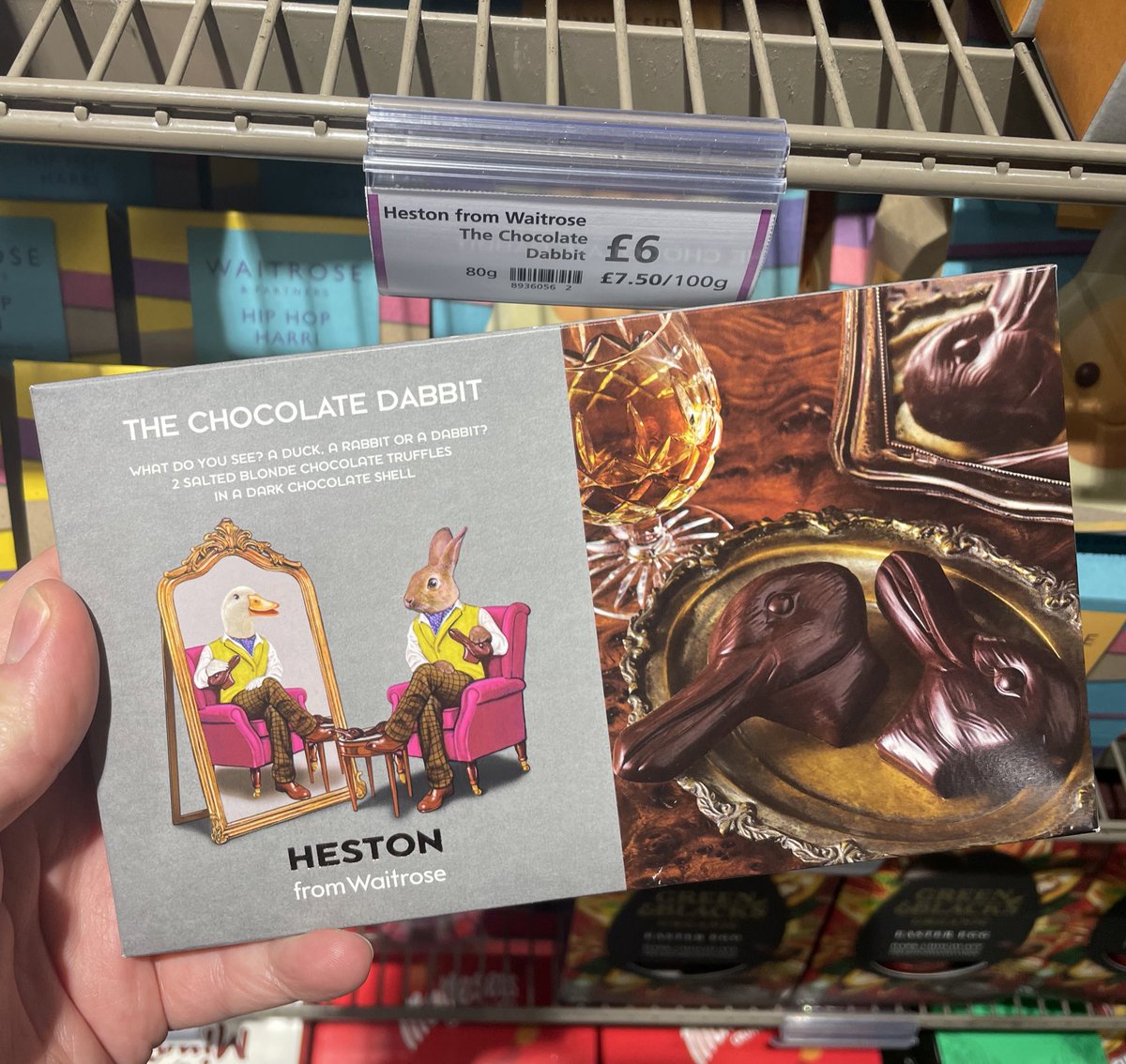 All_Things_New_'s tweet photo. Is it a rabbit or is it a duck? ๐ฐ๐ฆ The Chocolate Dabbit! ๐ At Waitrose @waitrose #waitrose #rabbit #duck #chocolate #thechocolatedabbit #dabbit #easter #heston #wellthisisnew https://t.co/hJV0VDBlmX