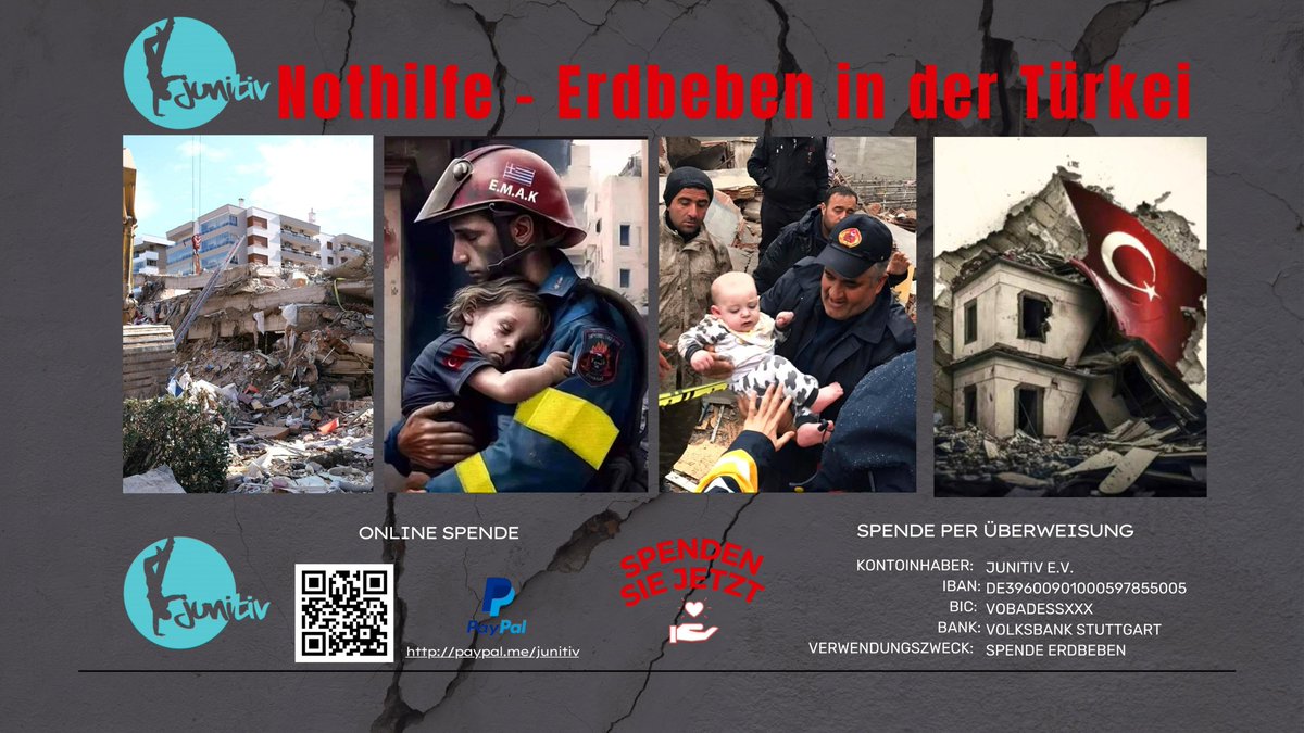 Junitiv e.V. startet eine Aktion. Also fleißig retweeten und spenden💐#Türkei #junitivhilft #HilfeFürErdbebenopfer