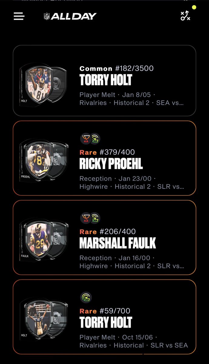 SeanPRobb's tweet image. Historical moments on @NFLALLDAY are next level. The nostalgia for the #StlRams is very real. 

Went shopping and added to the collection. Now these are all mine.