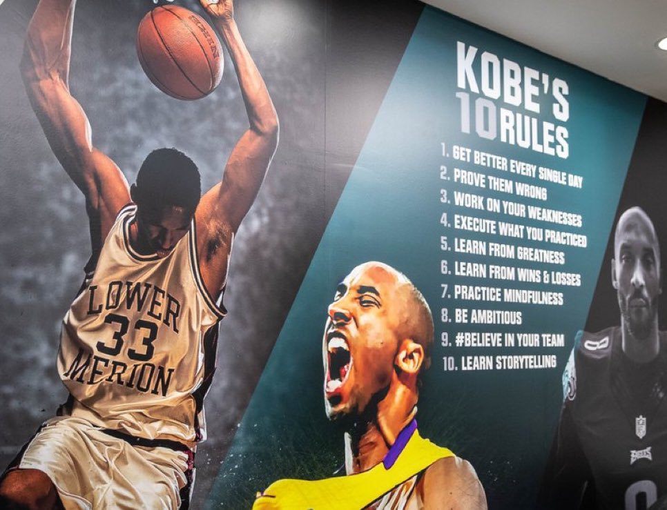 Kobe Bryant’s 10 rules <a href="/Eagles/">Philadelphia Eagles</a> 

1. Get better every single day
2. Prove them wrong
3. Work on your weaknesses
4. Execute what you practiced
5. Learn from greatness
6. Learn from wins &amp; losses
7. Practice mindfulness
8. Be ambitious
9. Believe in your team
10. Learn storytelling