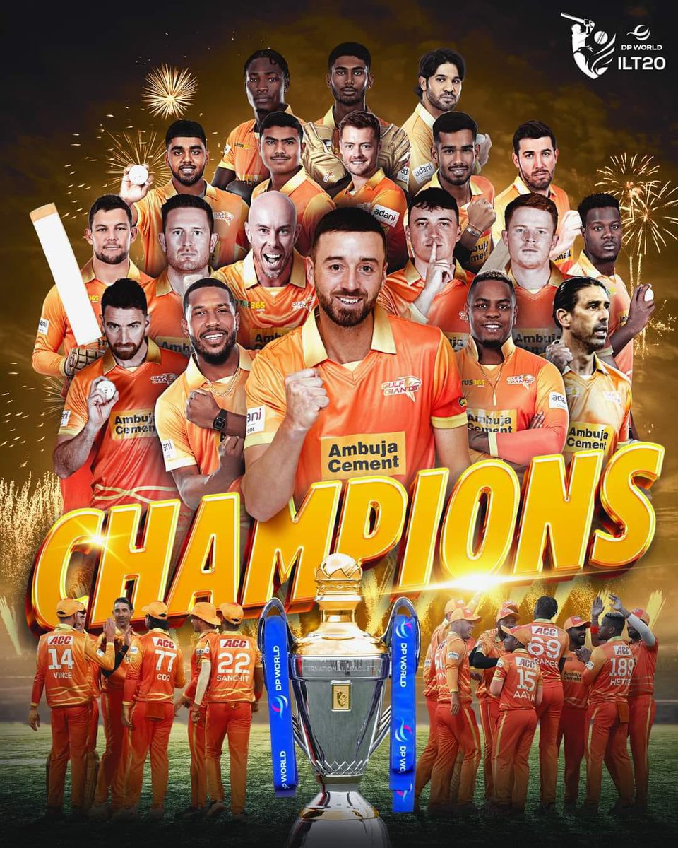 thearvindtyadav's tweet photo. @GulfGiants are the champions of #ILT20 !!

@GujaratGiants @satyam3vedi @PTEducator https://t.co/kCqbHJSA4n
