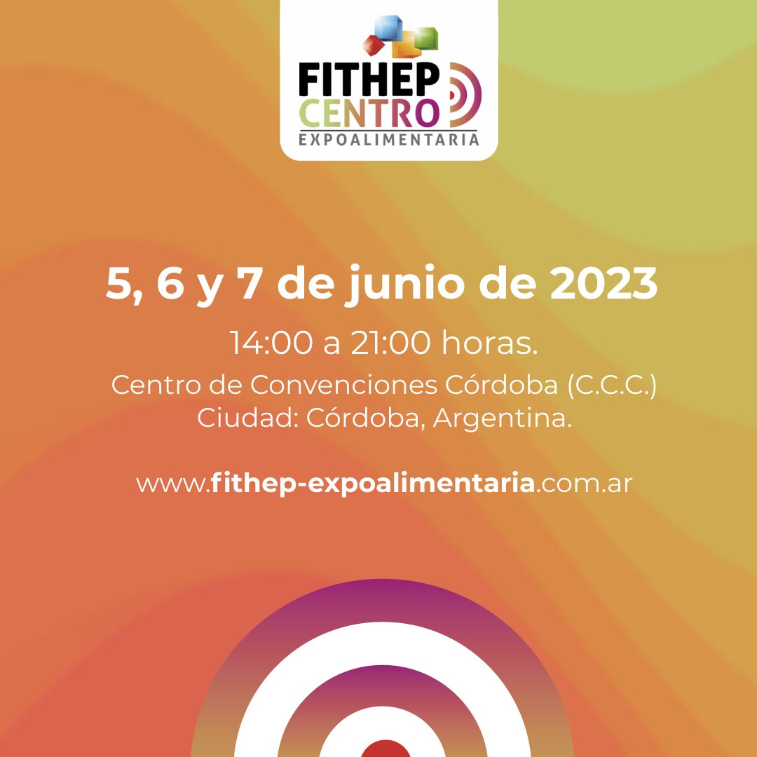 fithep's tweet image. ❗️Rubros que exponen en FITHEP CENTRO 2023❗️ ¿Cuándo?
Desde el 5 y hasta el 7 de junio en el Centro de Convenciones Brigadier General Juan Bautista Bustos

¿Te gustaría ser Expositor en FITHEP Centro? #evento #expoalimentaria #publitec #feriasyeventos #eventosencordoba