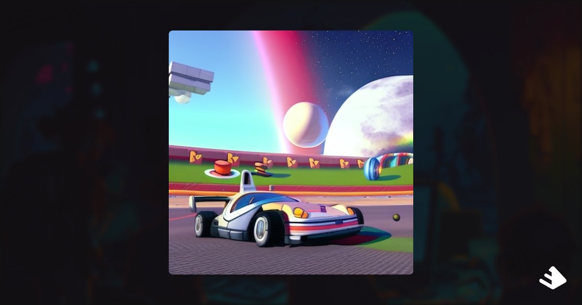 raloro's tweet photo. Just learned how to create fire prompts for #AI images --

Prompts are really like magic spells ! This one is for Back in the Future car in the Mario Kart universe with some planets in the sky. https://t.co/ArjZM8CYh3