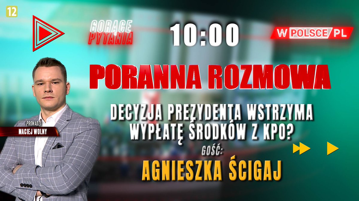 #ZapowiedziWPolsce
#GorącePytania 
#PorannaRozmowa 

Gościem <a href="/MaciejFreeWolny/">Maciej Wolny</a> będzie <a href="/AgaScigaj/">Agnieszka Ścigaj</a>, minister ds. integracji społecznej w <a href="/PremierRP/">Kancelaria Premiera</a>