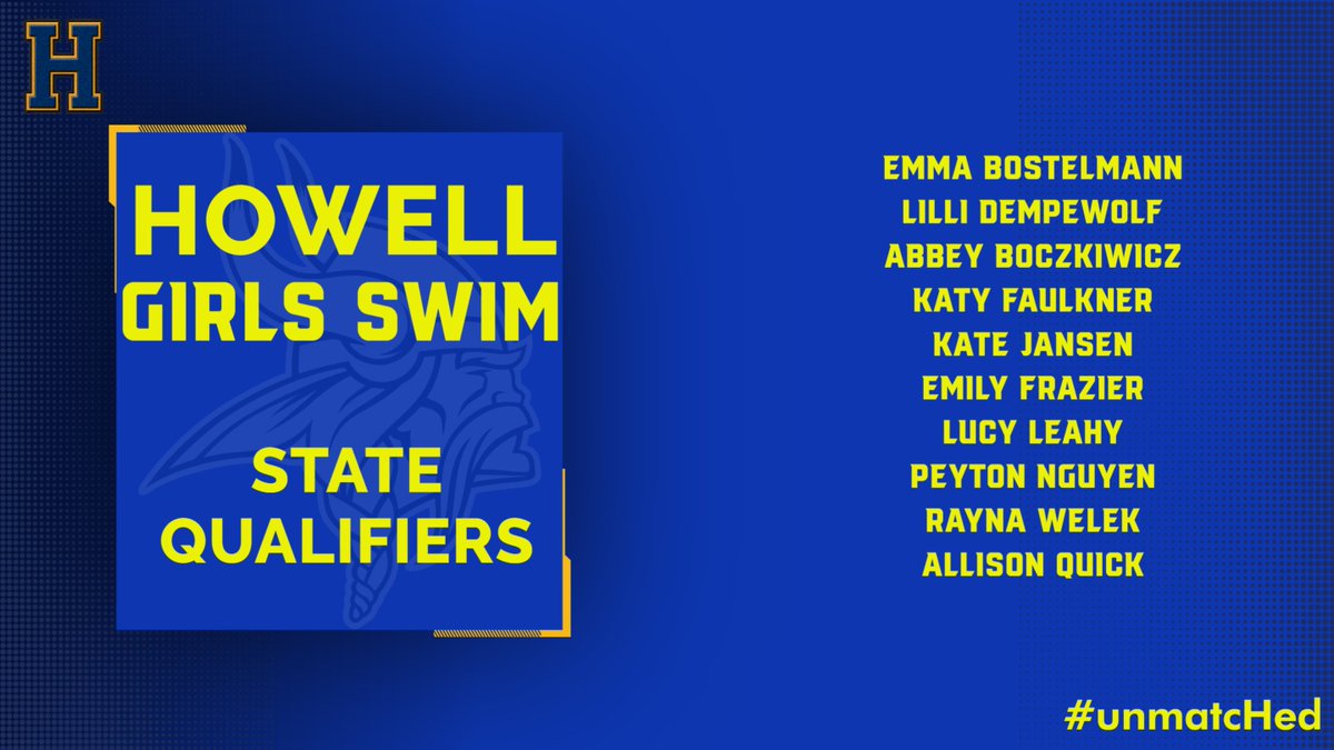 Girls Swim State Qualifiers were released this morning and we have a talented group of Vikings that will represent us at State! Congratulations to the following Vikings! #unmatcHed