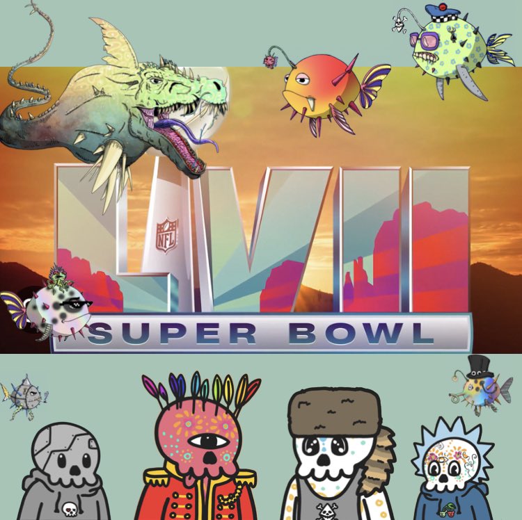 Happy #SpikySuperBowl 
#SpikySunday 🔥🤘🏻🐡
Hope your team wins today 😜 
Here’s the team in rooting for🫡
@iwwon_official @paul_gogue 
@CryptoMories @SSF_NFT 

Minted #SSFUnited and never looked back🥰 blessed to own #FaMorie now as well. 
Also that #SSFOrigins 👀🦖
#SuperBowl