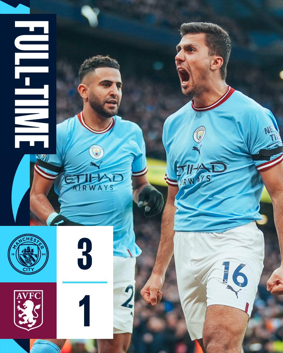 FULL TIME 🔵3:1🟣

You deserved it and took three important points🔥

#PremierLeague #MCFC #MCIAVL