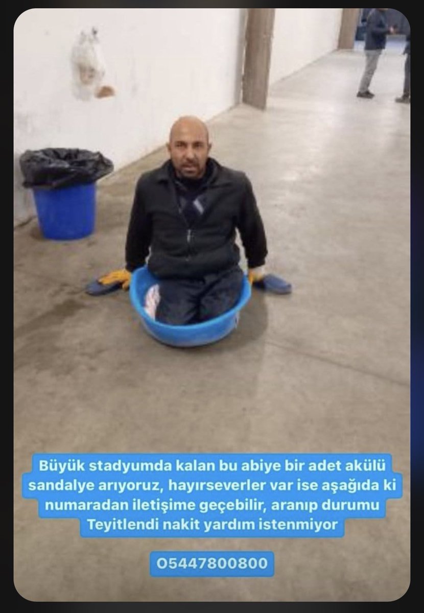 <a href="/MilenyumKahin/">Kızıl Deli Kahin</a> ACİL…Bu kardeşim #adıyaman da yaşıyor.Akülü sandalyeye ihtiyacı var.🙏 #adiyamandeprem #Afad