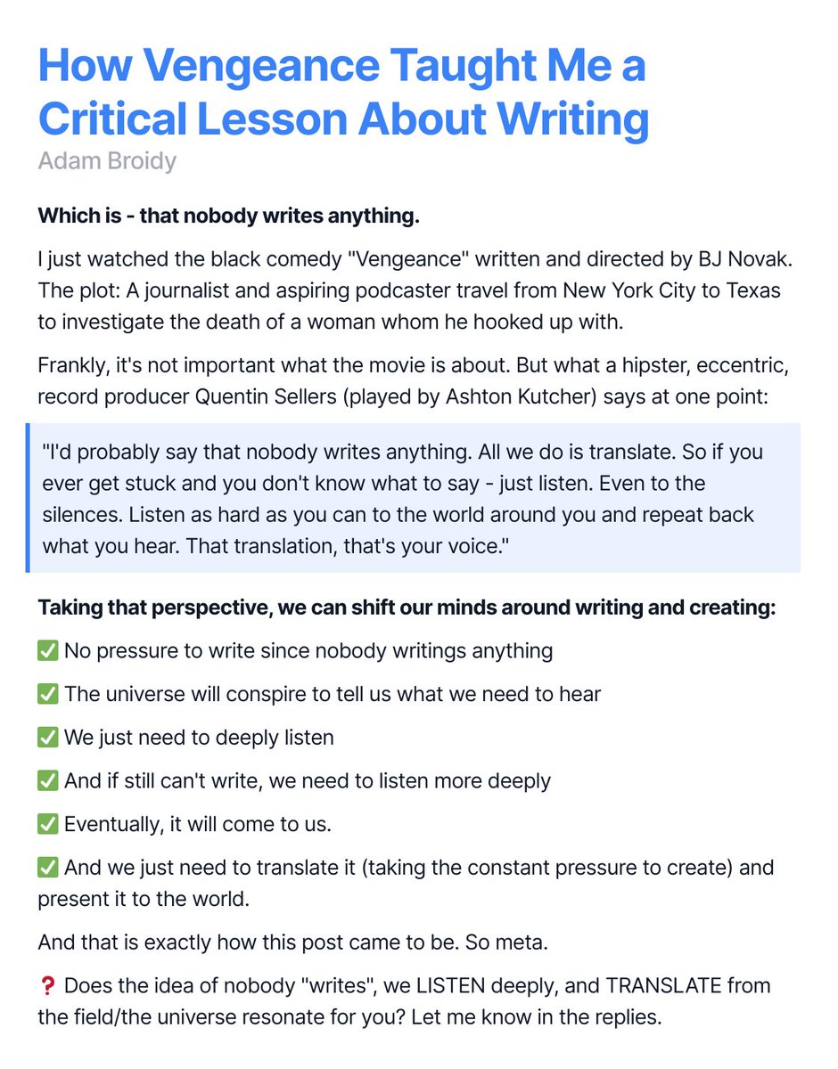 How Vengeance Taught Me a Critical Lesson About Writing

#ship30for30 #tweet100 #abroidy