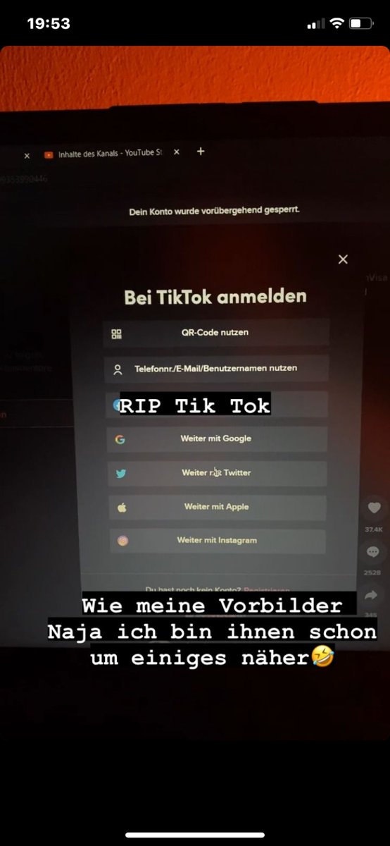 Erfolgreich auf Tik Tok gesperrt worden 

YEAH BRO 
Check put my Instagram 💪
